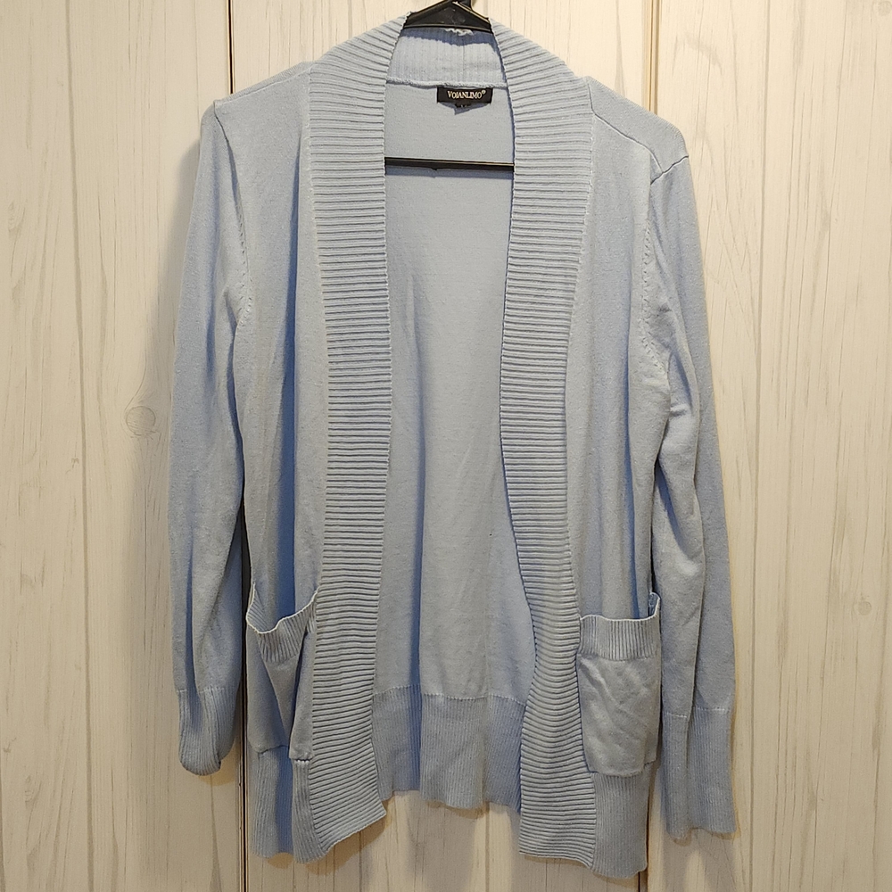 Women's Light Blue Open Front Cardigan
